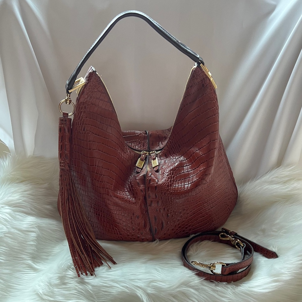 G.I.L.I Embossed Alligator Shoulder Bag